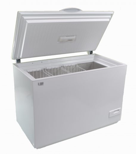 Solar powered ACDC chest style 225 liter refrigerator white