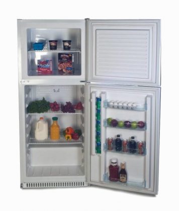 Solar powered DC upright refrigerator freezer white