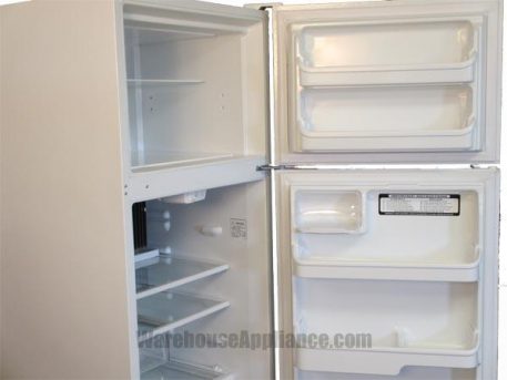 Interior door shelves in both the fridge and freezer of this propane refrigerator