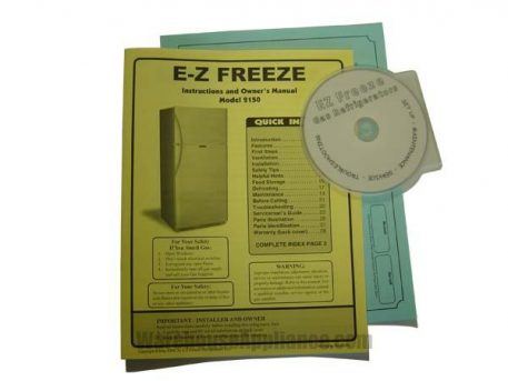 EZ Freeze gas fridge owners manual and maintenance DVD