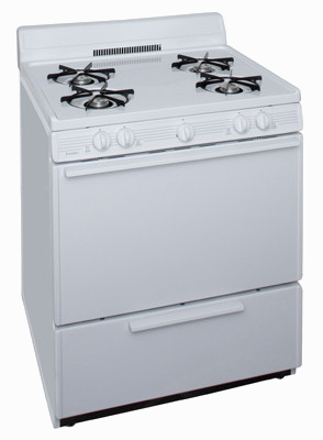 4 burner propane range in white