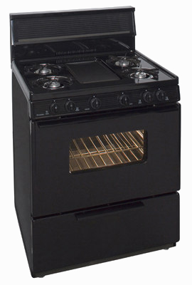 4 burner plus middle griddle range with oven in black