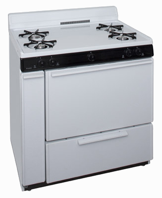 30''W./24''D. Gas Open Burner Range-4 Burners-White-LP