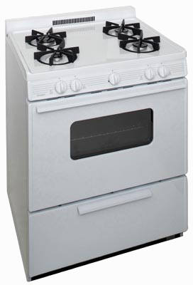 Range with oven and 4 sealed burners in white