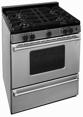 Island style stainless steel range 4 burners oven window