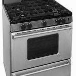 Range with backsplash clock oven window 4 burners stainless steel