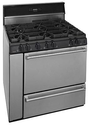 stainless steel range with 6 burners broiler compartment