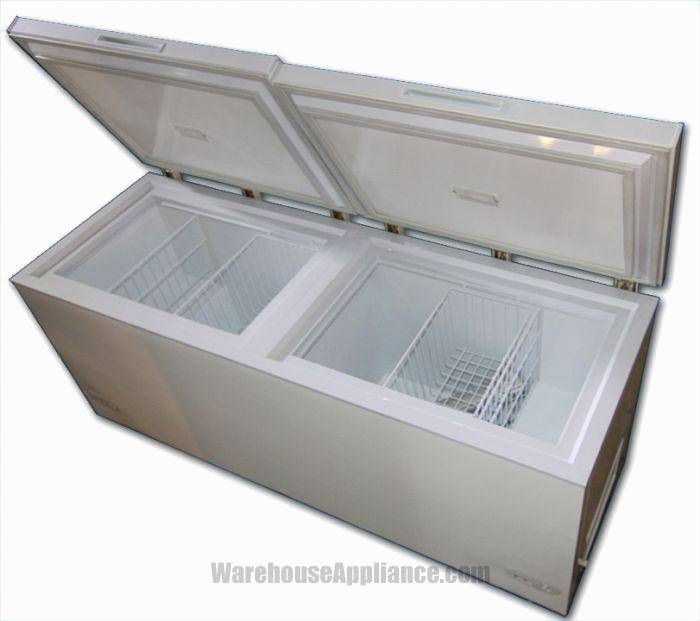 Solar refrigerator freezer chest style with dual compartments by SunStar
