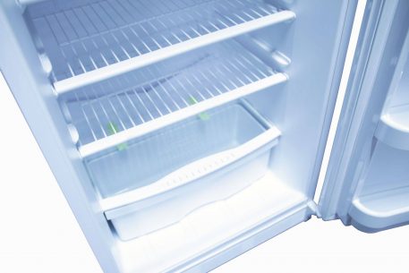 Wire shelving in fridge compartment