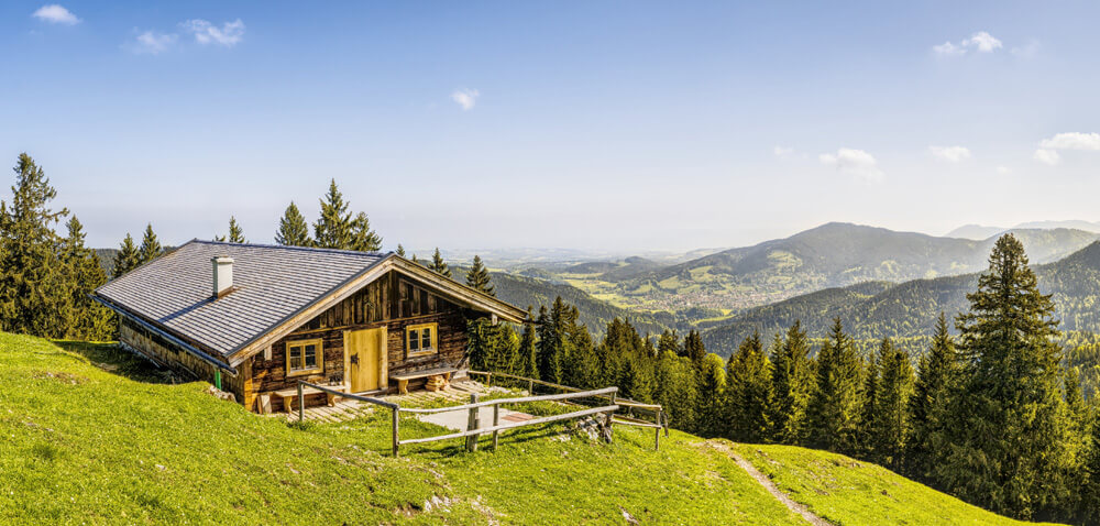 Off grid cabin living in a remote mountain area