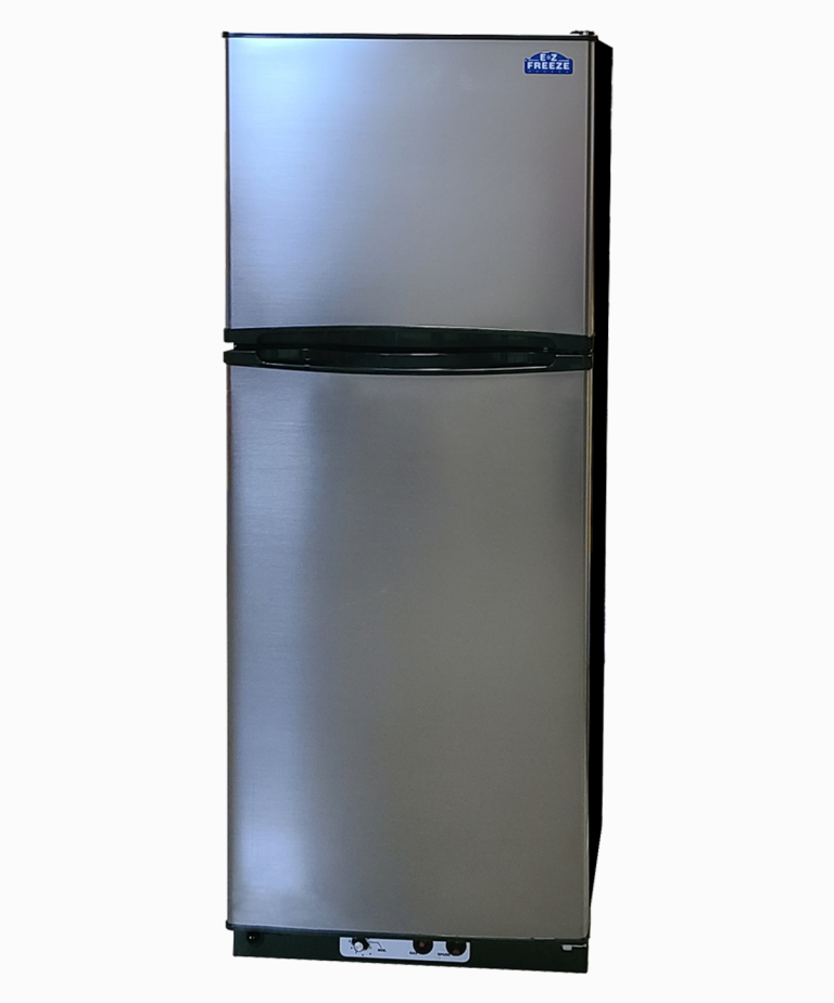 Small Propane Refrigerator EZ Freeze 10 Cubic Foot Stainless Steel