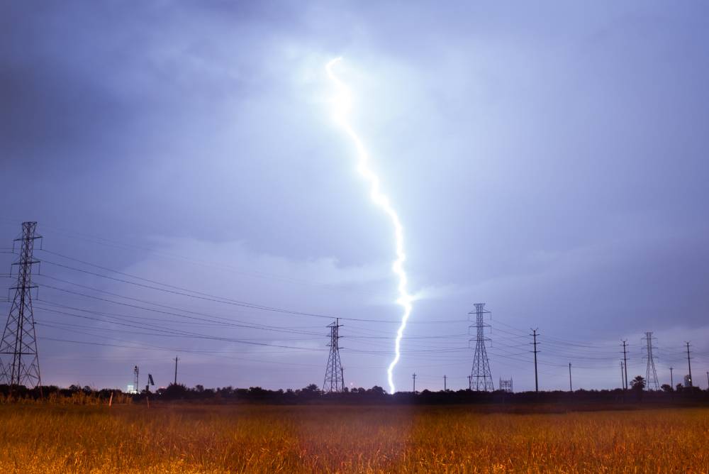Lightning Strike near Texas Power Lines