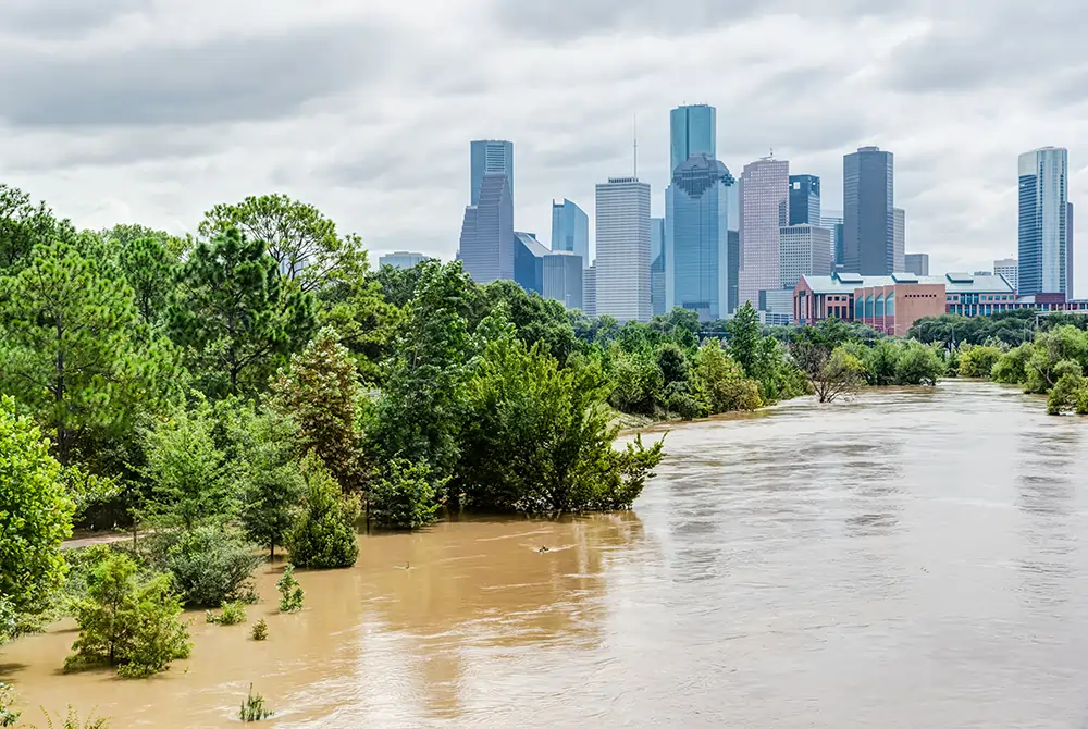 Flooded city area