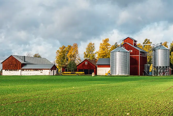 Rural farm located on open field