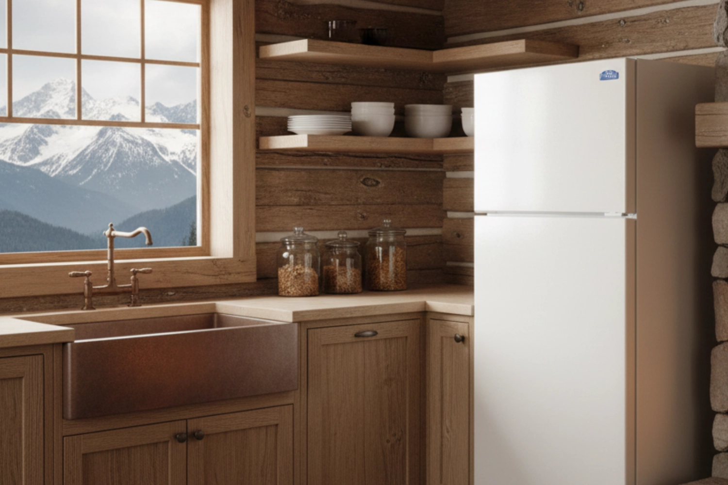 ez-freeze-lifestyle-image-4 Refrigerator in off grid winter cabin